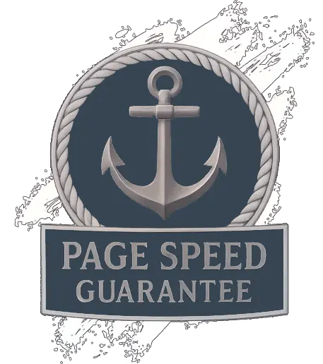 Badge featuring the Anchorline Web Design Page Speed Guarantee.