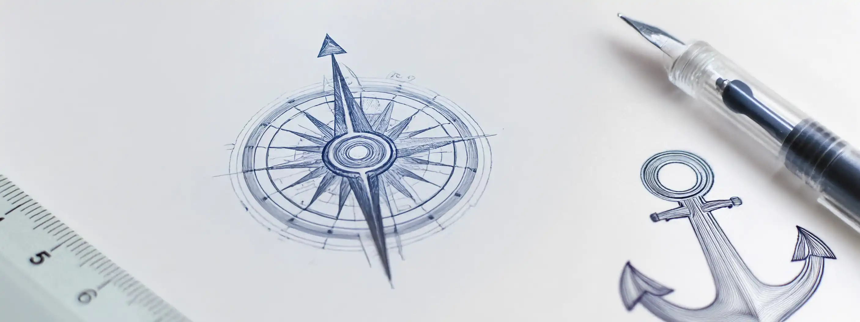 A paper with various blueprints and creative tools